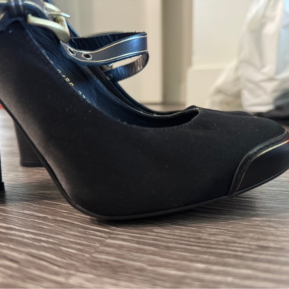 Pedro Garcia Black Heels with Gold Accents - Picture 3 of 7